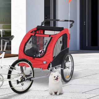 PawHut  Rimorchio Per Cani Jogger Rimorchio Per Bicicletta Rimorchio Per Bicicletta Per Cani Rosso+Nero 155 X 83 X 108 Cm 