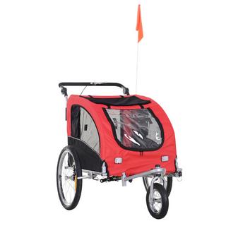 PawHut  Rimorchio Per Cani Jogger Rimorchio Per Bicicletta Rimorchio Per Bicicletta Per Cani Rosso+Nero 155 X 83 X 108 Cm 