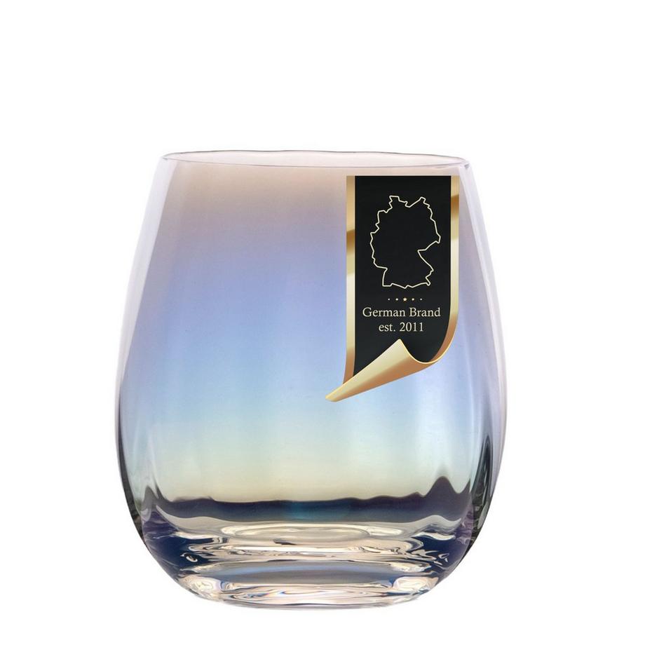 2x Trinkglas mit Regenbogen Schimmer und Wellenform