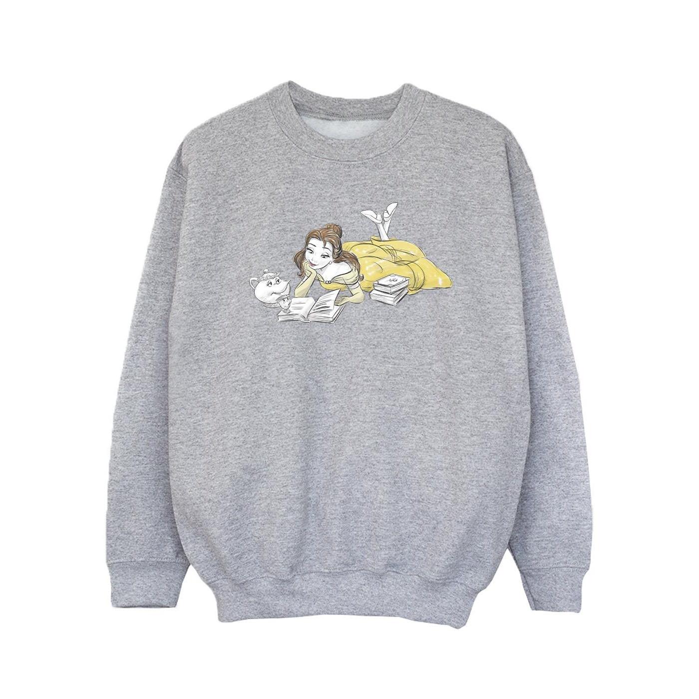 Image of Beauty And The Beast Belle Reading Sweatshirt Mädchen Grau 104