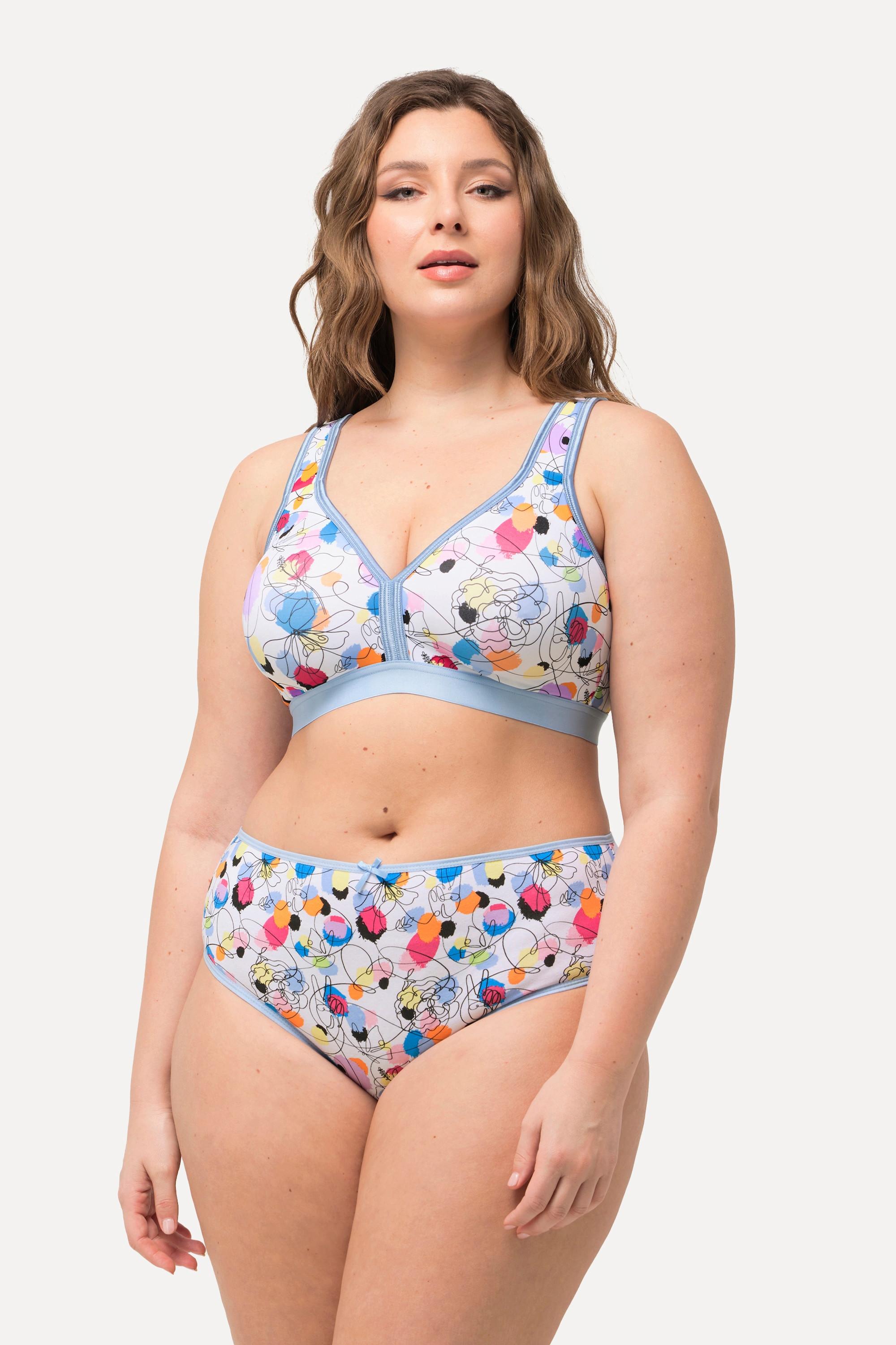 Ulla Popken  Reggiseno minimizer senza ferretto con stampa colorata e coppa C-D 