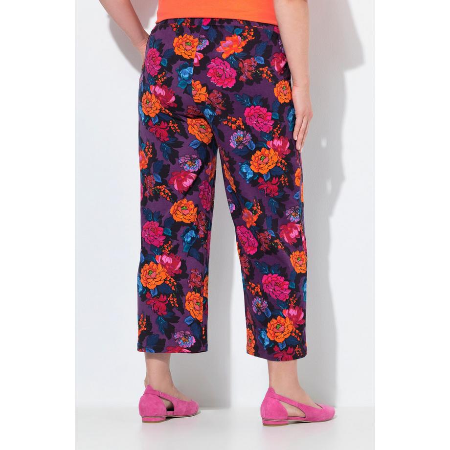 Ulla Popken 7/8 Jerseyhose Bedruckt Gerades Bein Elastikbund  