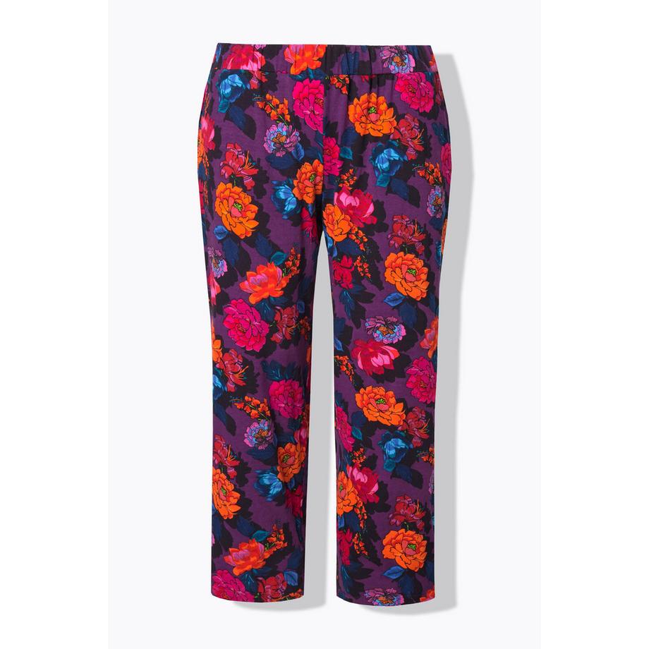 Ulla Popken 7/8 Jerseyhose Bedruckt Gerades Bein Elastikbund  