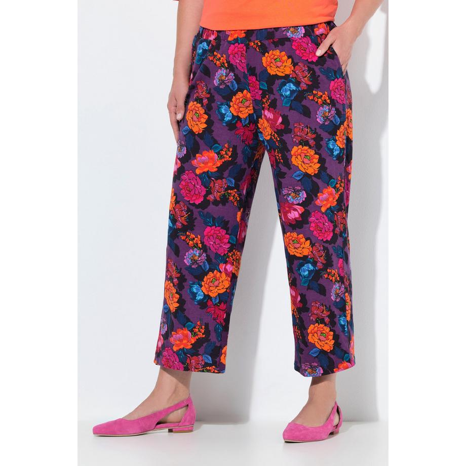 Ulla Popken 7/8 Jerseyhose Bedruckt Gerades Bein Elastikbund  