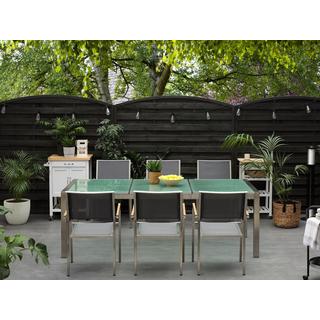 Beliani Table de salle à manger de jardin en Verre de sécurité Industriel GROSSETO  