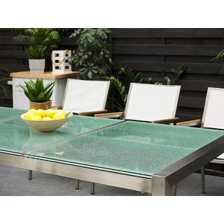 Beliani Table de salle à manger de jardin en Verre de sécurité Industriel GROSSETO  