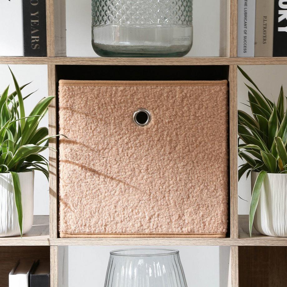 Calicosy Cubo pieghevole in tessuto bouclé beige - H27 cm  