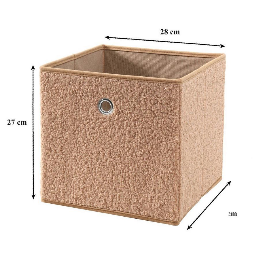 Calicosy Cubo pieghevole in tessuto bouclé beige - H27 cm  
