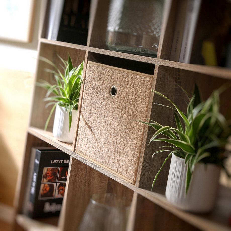 Calicosy Cubo pieghevole in tessuto bouclé beige - H27 cm  