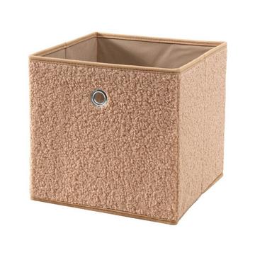 Cubo pieghevole in tessuto bouclé beige - H27 cm