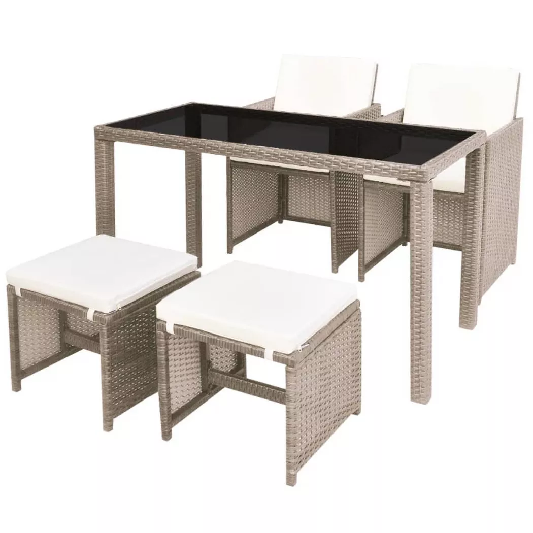 Salon de jardin Vidaxl rotin gris 5 pieces 4 personnes