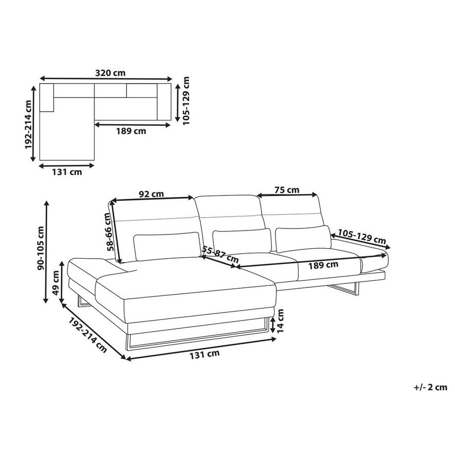 Beliani Ecksofa aus Cord  IKAST  