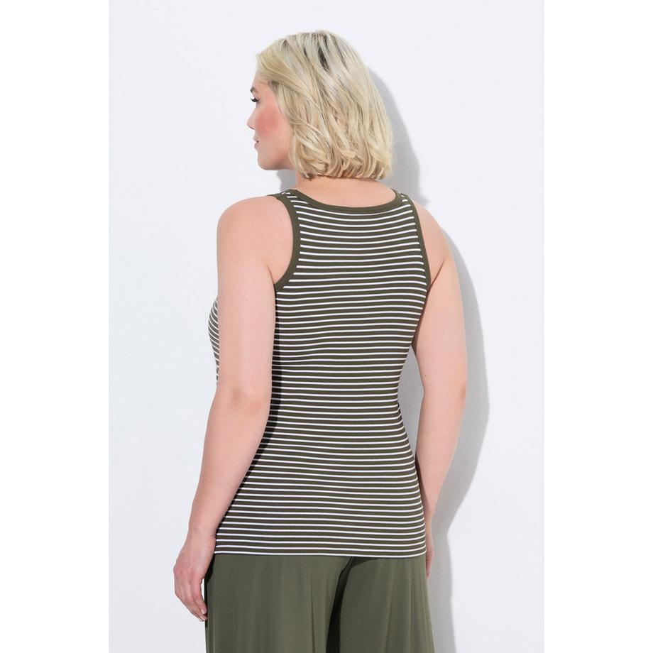 Ulla Popken Top a righe scollo rotondo senza maniche con reggiseno  