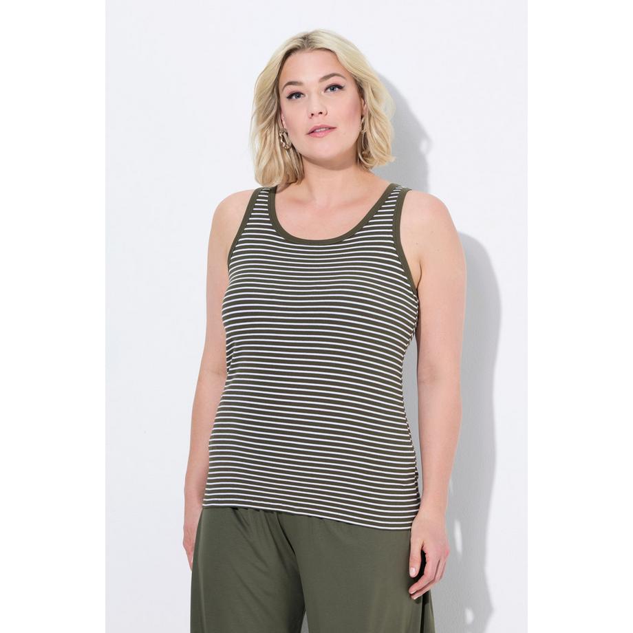 Ulla Popken Top a righe scollo rotondo senza maniche con reggiseno  