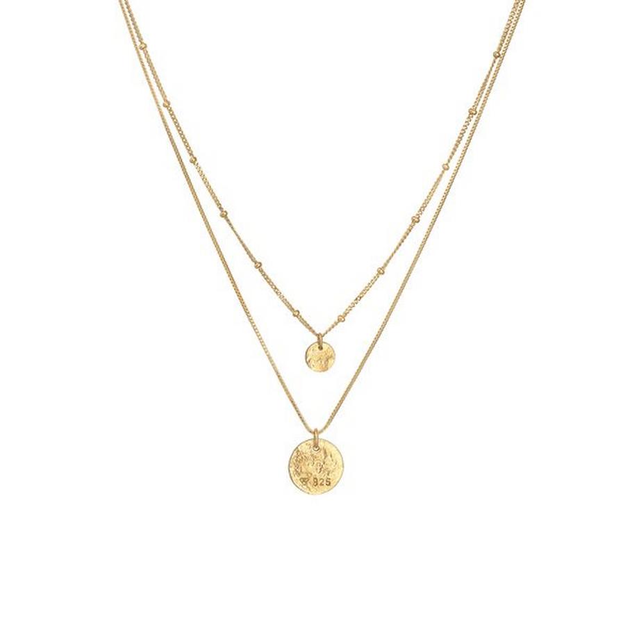 Elli  Halskette Basic Layer Kugelkette Plättchen 