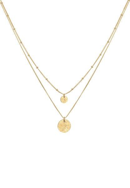 Elli  Halskette Basic Layer Kugelkette Plättchen 