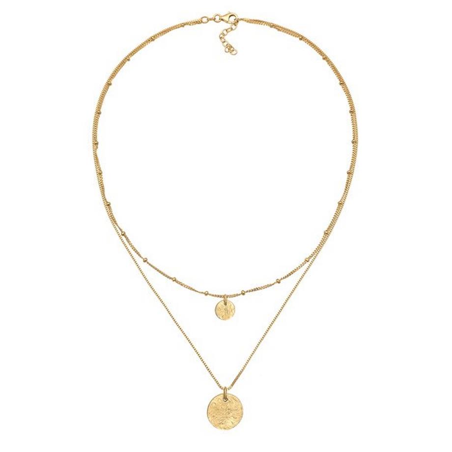 Elli  Halskette Basic Layer Kugelkette Plättchen 