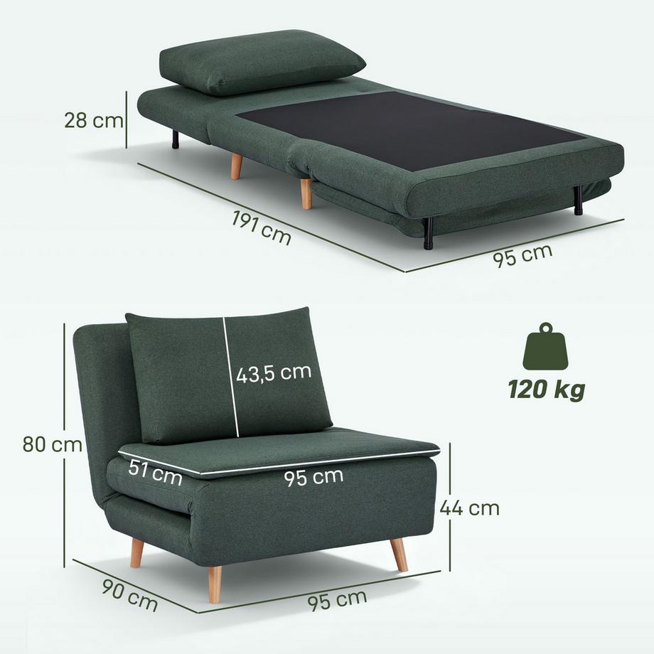 HOMCOM Fauteuil-lit  