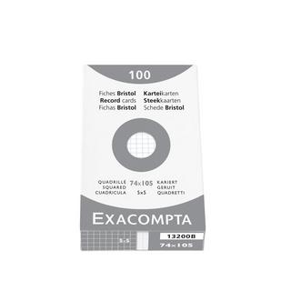 Exacompta Étui de 100 fiches - bristol quadrillé 5x5 non perforé 74x105mm  