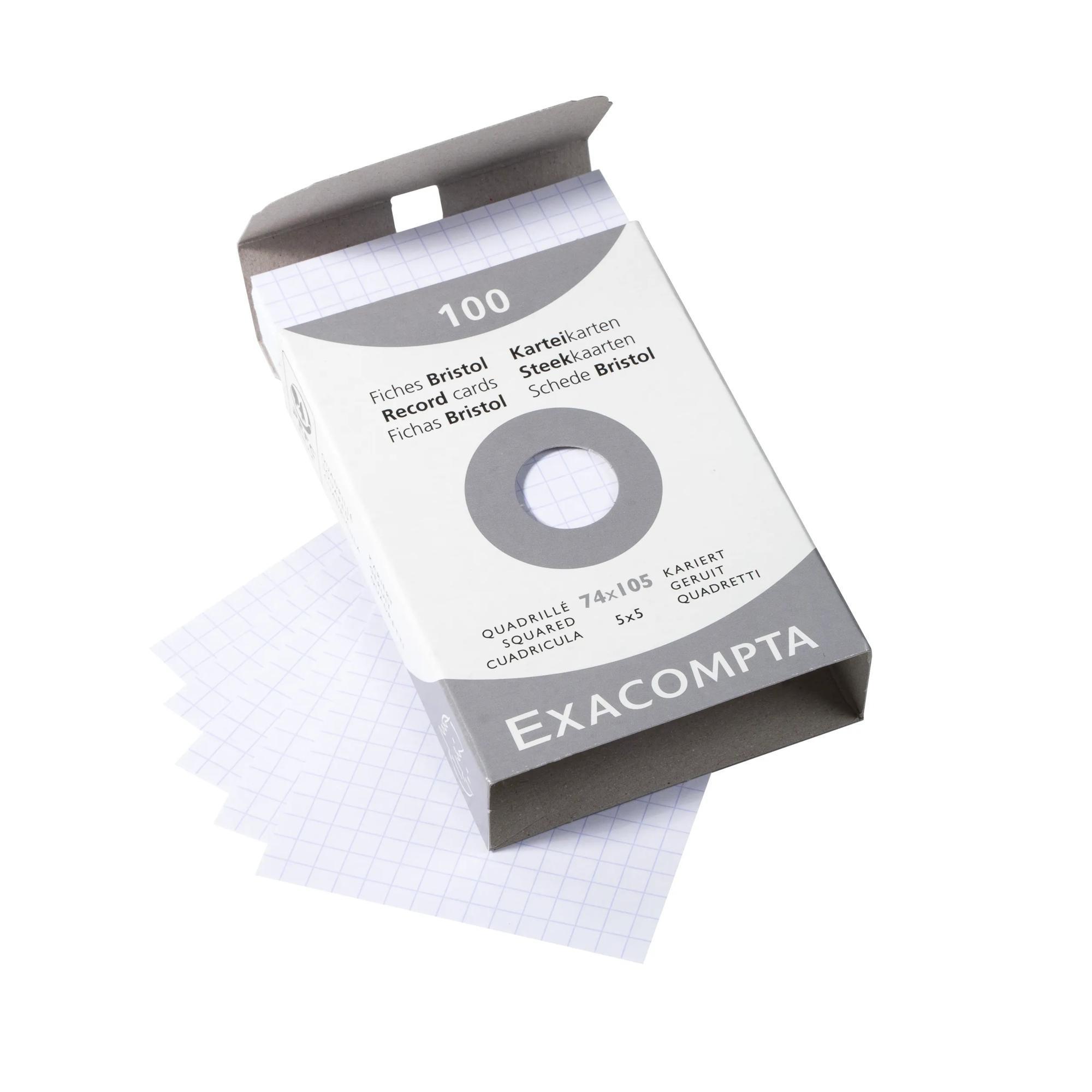 Exacompta Confezione 100 cartoncini bristol a quadretti non perforati 74x105mm - x 10  