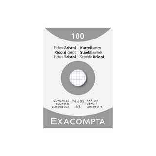 Exacompta Étui de 100 fiches - bristol quadrillé 5x5 non perforé 74x105mm  