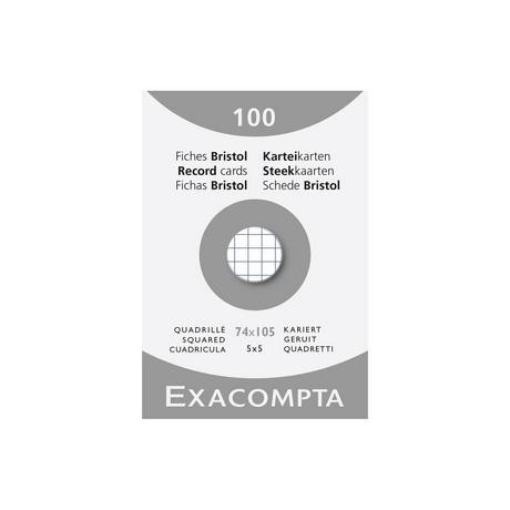 Exacompta Confezione 100 cartoncini bristol a quadretti non perforati 74x105mm - x 10  