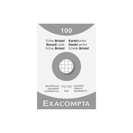 Exacompta Confezione 100 cartoncini bristol a quadretti non perforati 74x105mm  