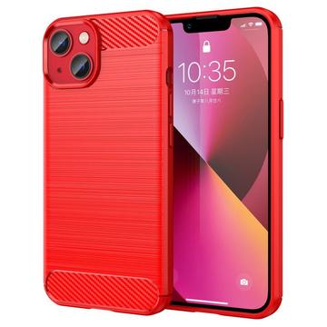 iPhone 14 Plus - Cover in metallo carbon look rosso