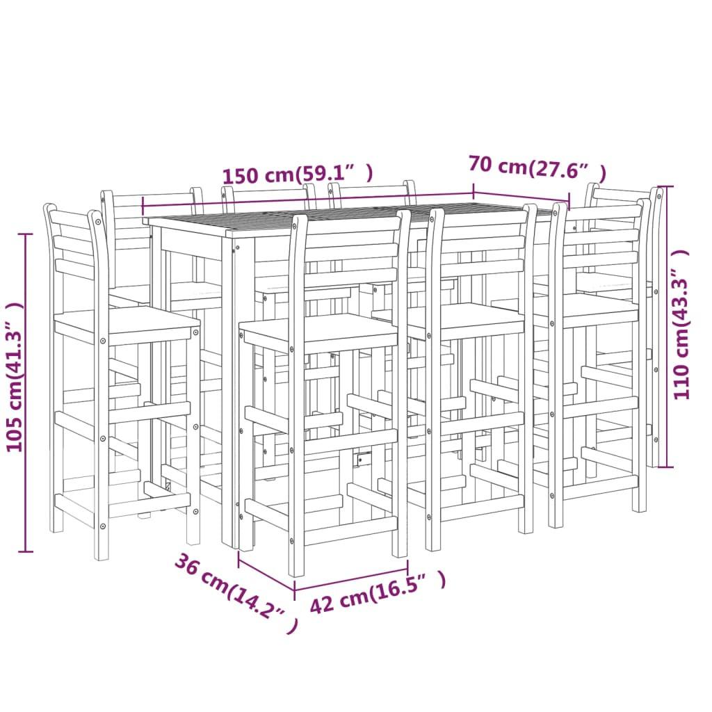 VidaXL set bar da giardino Legno di acacia  