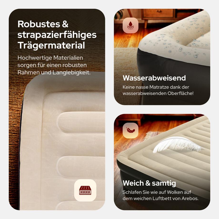 Arebos Selbstaufblasende Luftmatratze mit Pumpe  