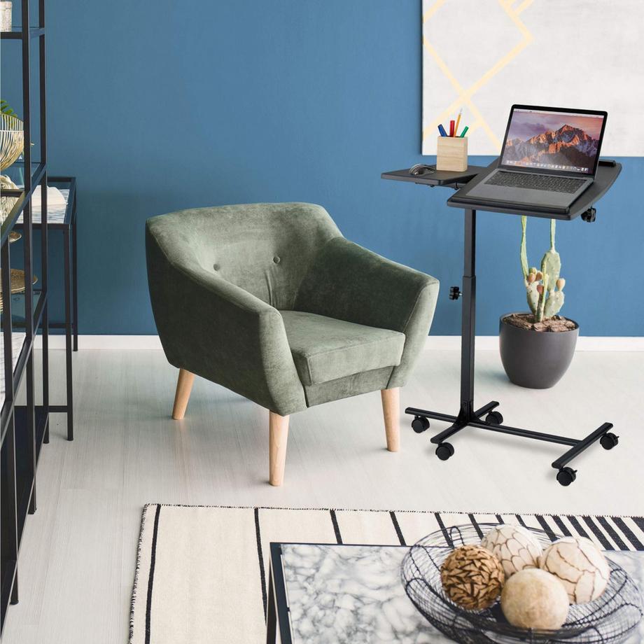 B2X  Table pour ordinateur portable réglable en hauteur avec roulettes 