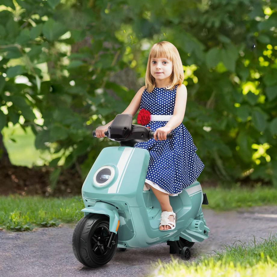Northio  Kinder Elektro-Motorrad, 6V Kindermotorrad mit Scheinwerfer, Musik, Vor- und Rückwärtsgang, Trainingsräder, 1,5-3 km/h, Elektromotorrad für 1,5-3 Jahre Kinder, Grün 