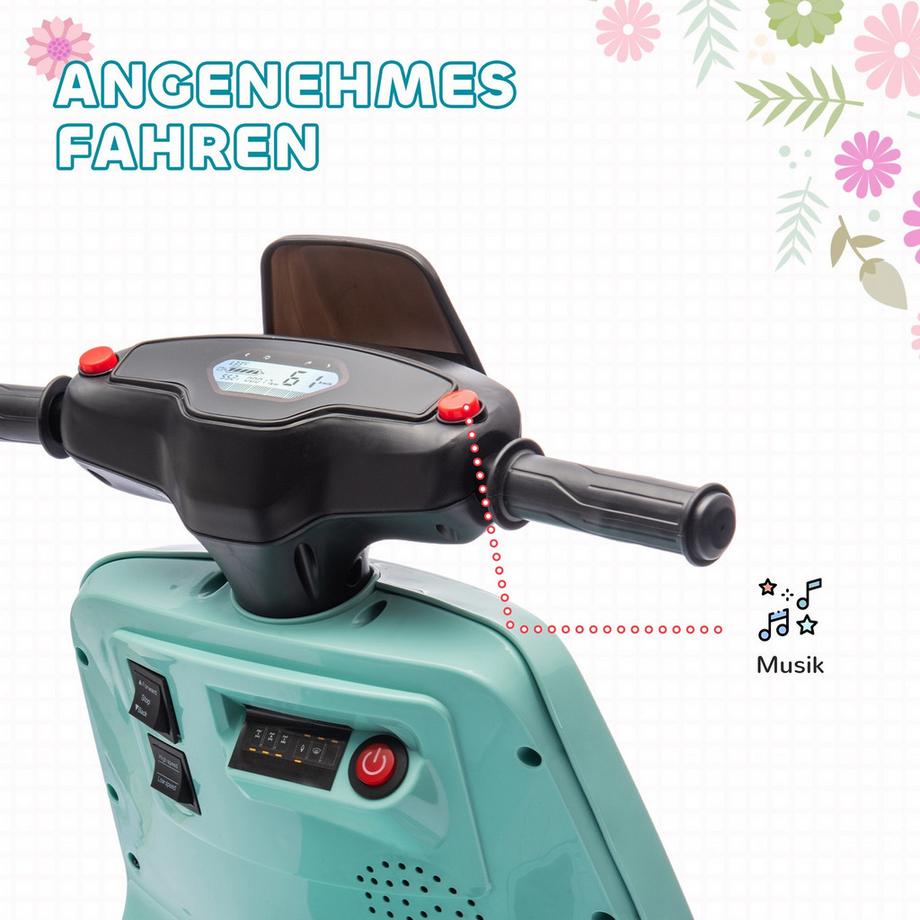 Northio  Kinder Elektro-Motorrad, 6V Kindermotorrad mit Scheinwerfer, Musik, Vor- und Rückwärtsgang, Trainingsräder, 1,5-3 km/h, Elektromotorrad für 1,5-3 Jahre Kinder, Grün 