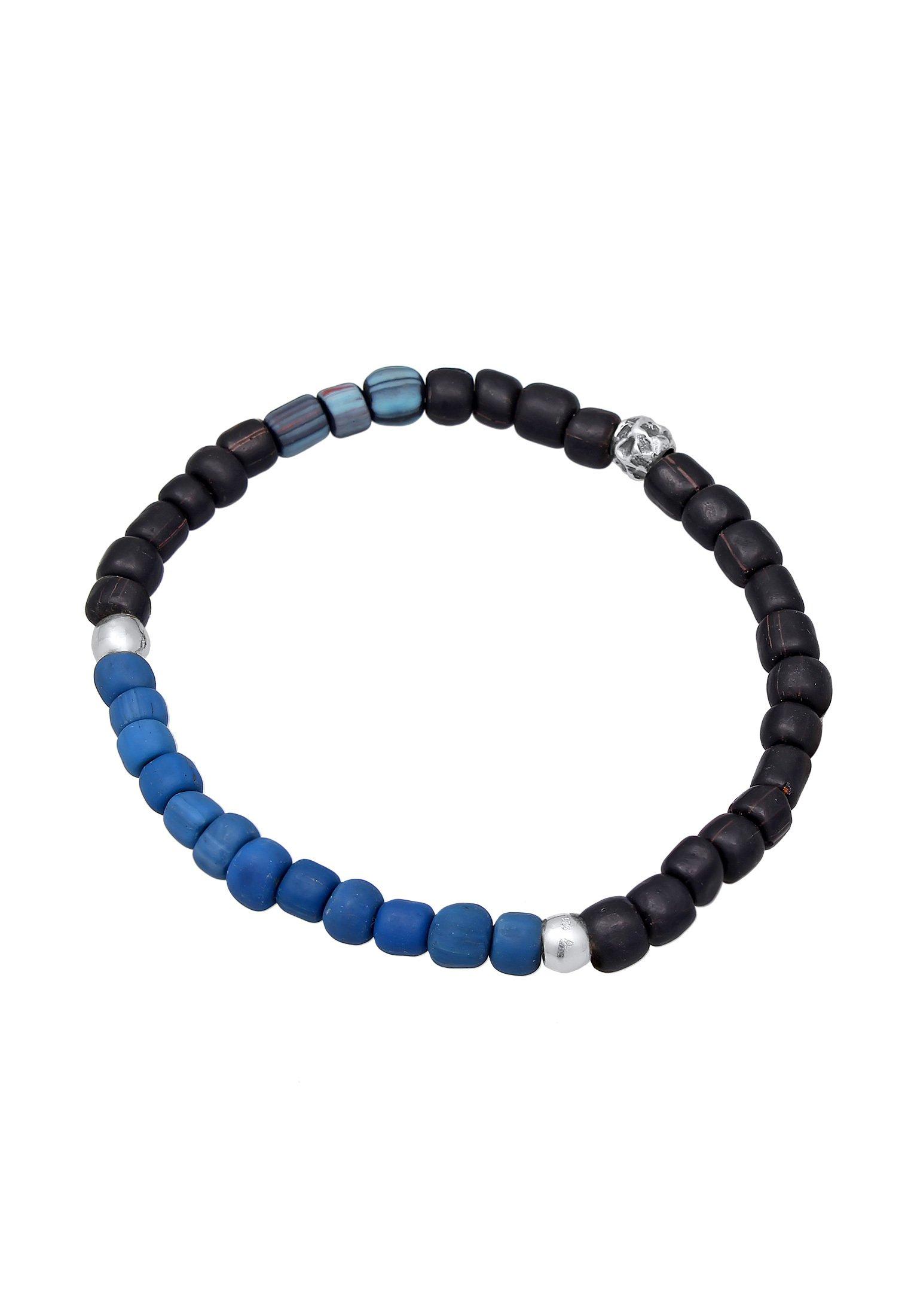 Kuzzoi  Armband Glas Beads Schwarz-Blau 925 Silber 