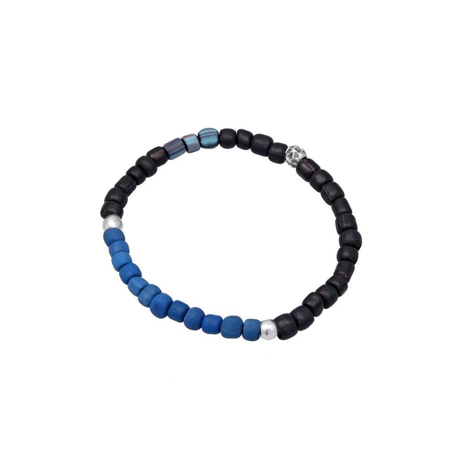 Kuzzoi  Bracelet Glas Beads Schwarz-Blau 925 Silber 