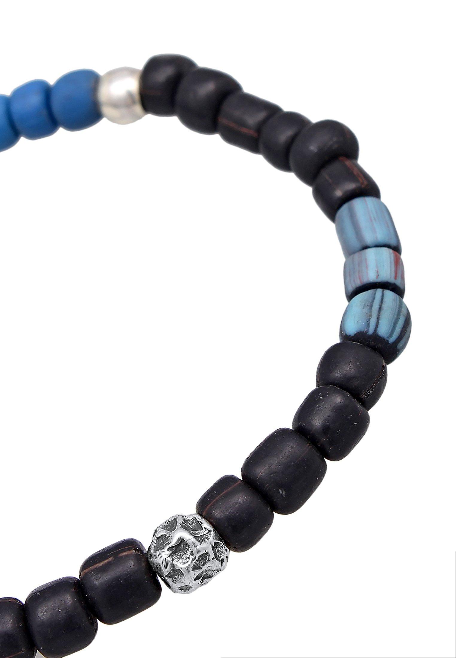 Kuzzoi  Armband Glas Beads Schwarz-Blau 925 Silber 