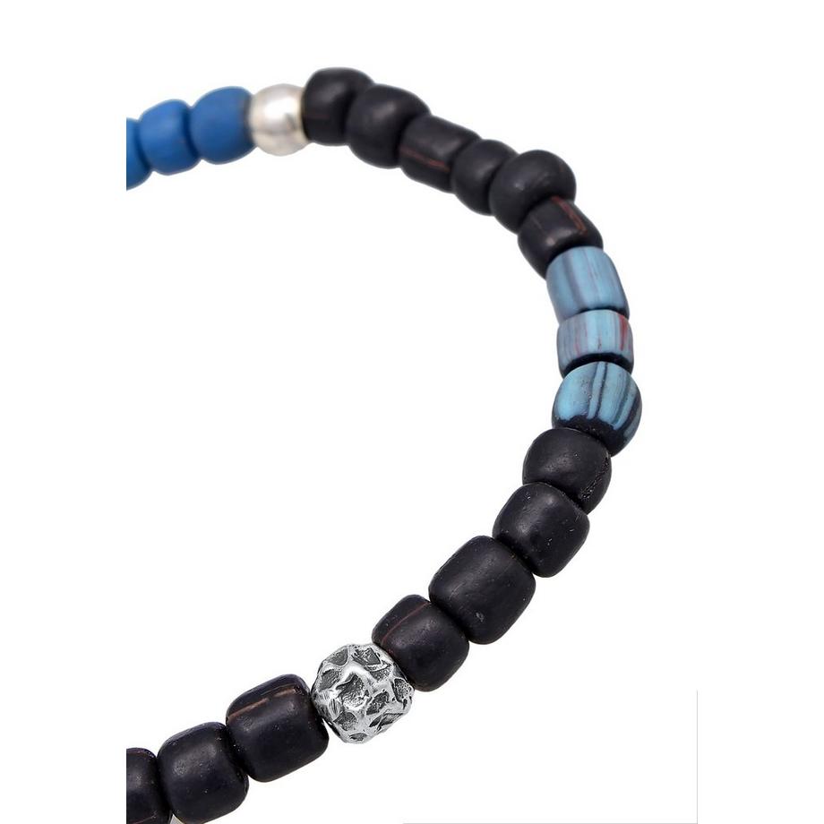 Kuzzoi  Bracelet Glas Beads Schwarz-Blau 925 Silber 