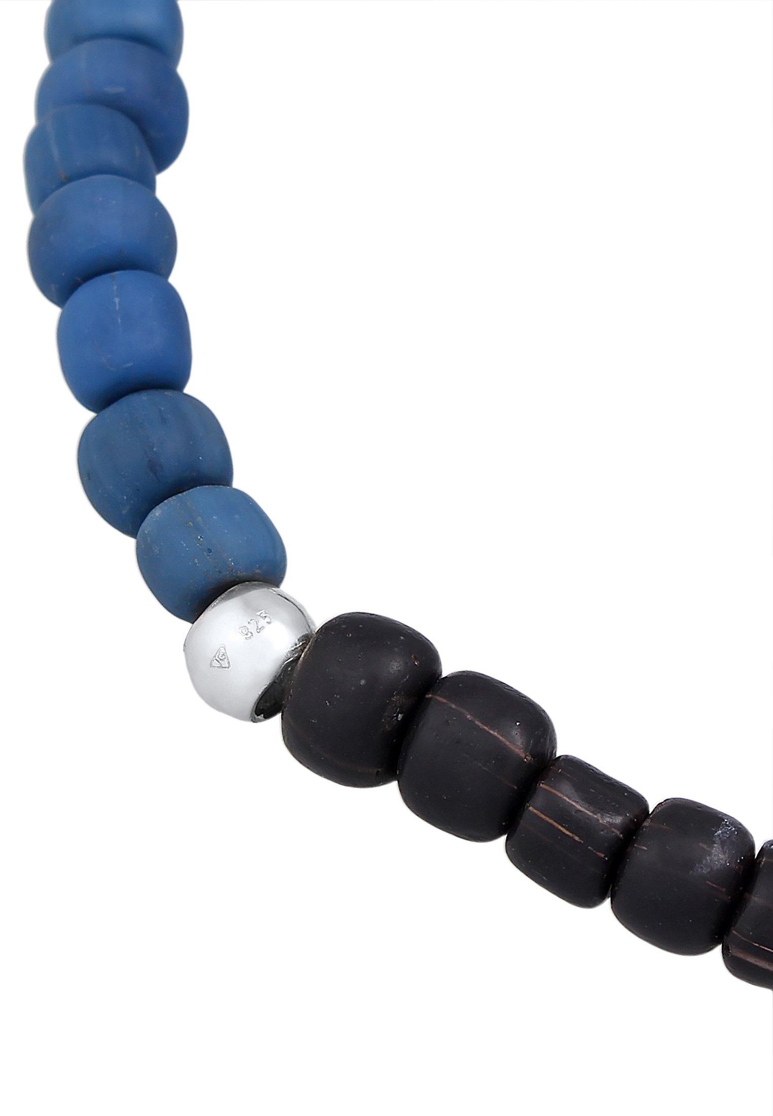 Kuzzoi  Armband Glas Beads Schwarz-Blau 925 Silber 