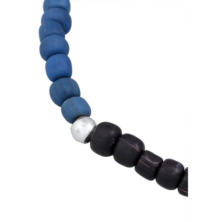 Kuzzoi  Bracelet Glas Beads Schwarz-Blau 925 Silber 