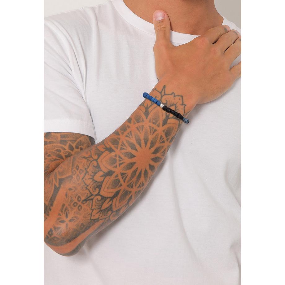 Kuzzoi  Bracelet Glas Beads Schwarz-Blau 925 Silber 