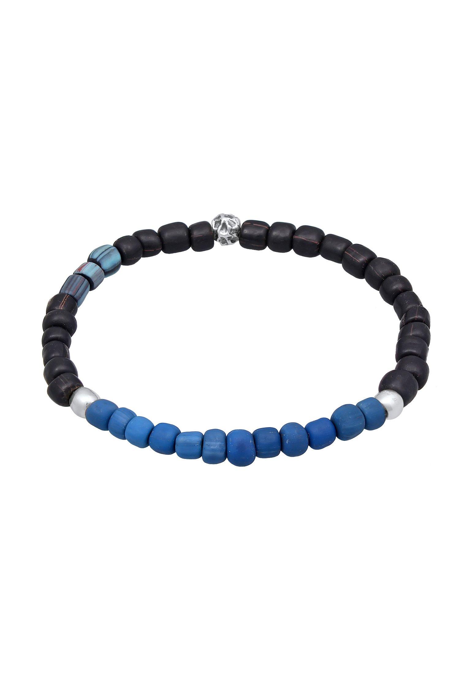 Image of Armband Glas Beads 925 Silber Damen Blau 19cm