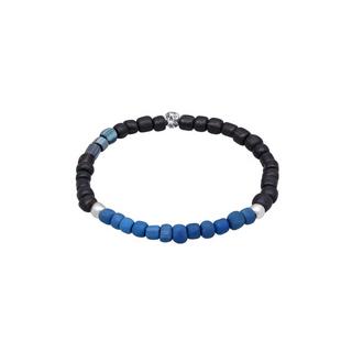 Kuzzoi  Armband Glas Beads Schwarz-Blau 925 Silber 