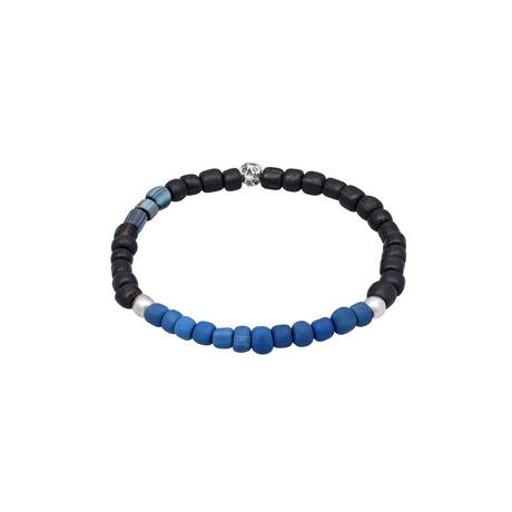 Kuzzoi  Armband Glas Beads Schwarz-Blau 925 Silber 