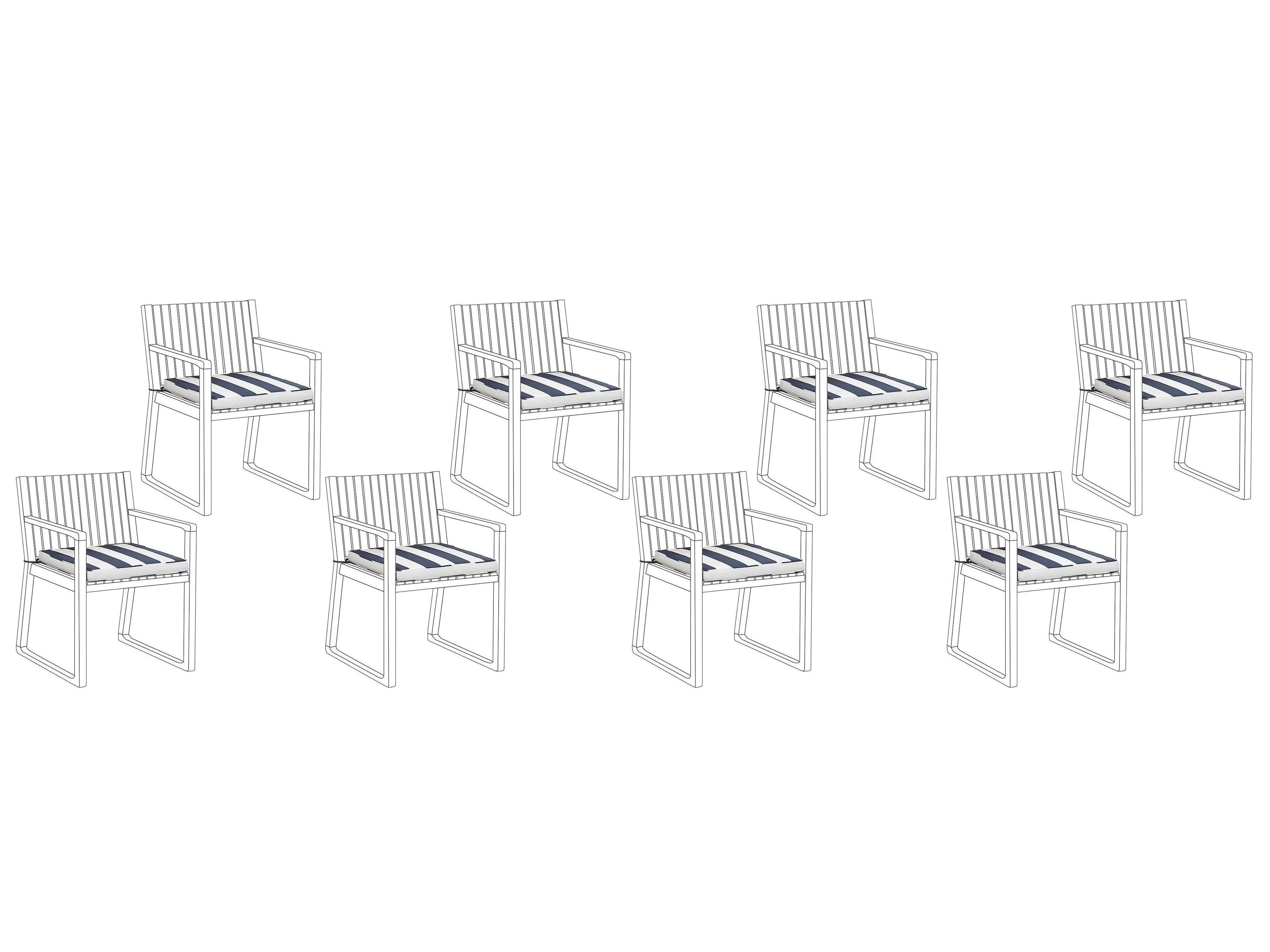 Beliani Lot de 8 coussins pour chaises de jardin en Polyester Scandinave SASSARI  