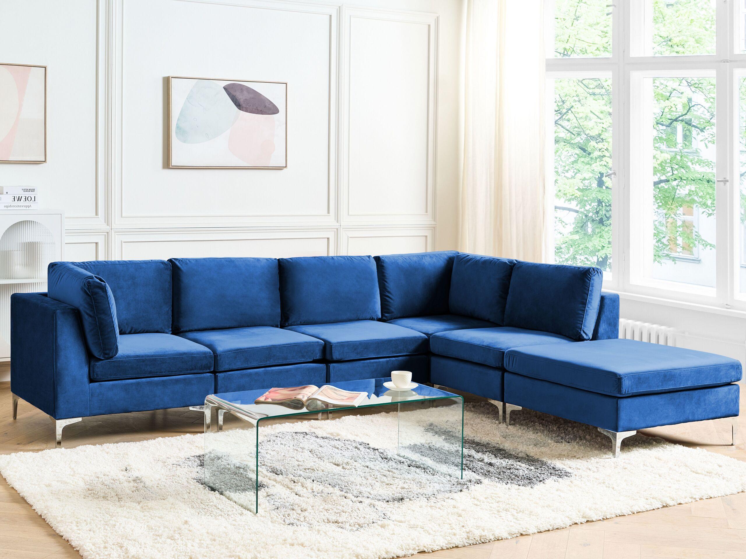 Beliani Sofa mit Ottomane aus Samtstoff Modern EVJA  