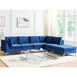 Beliani Sofa mit Ottomane aus Samtstoff Modern EVJA  