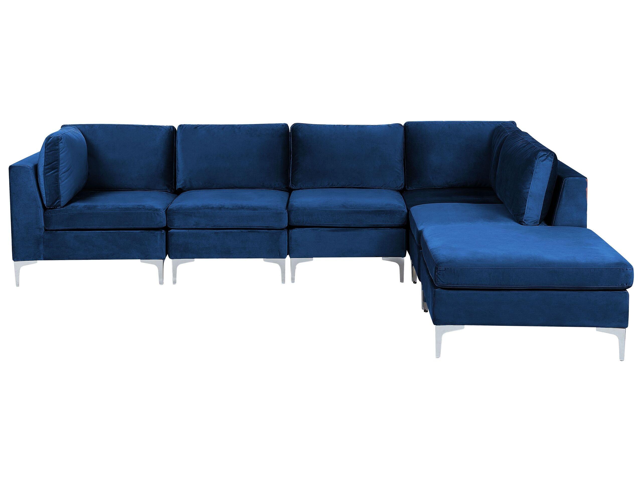 Beliani Sofa mit Ottomane aus Samtstoff Modern EVJA  