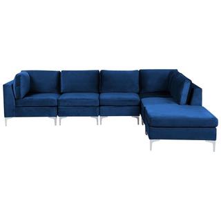 Beliani Sofa mit Ottomane aus Samtstoff Modern EVJA  