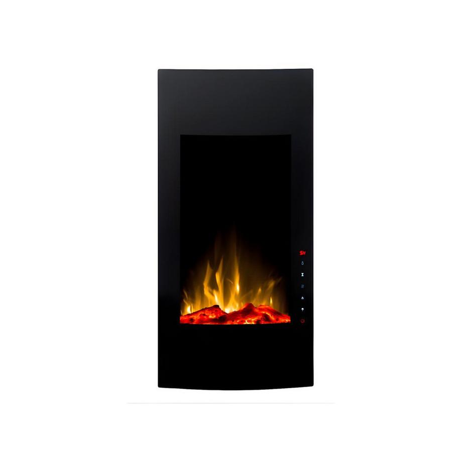 Vente-unique Cheminée électrique incurvée VULCANO - L41 x P13 x H81 cm - Noire  