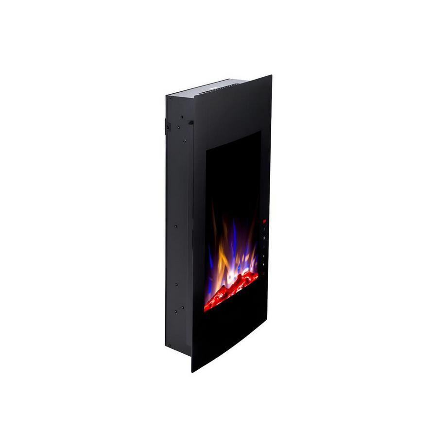 Vente-unique Cheminée électrique incurvée VULCANO - L41 x P13 x H81 cm - Noire  
